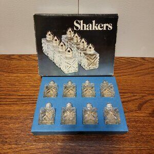 Leonard Silver Mfg. Set of 8 Vintage 2" Silverplated Salt & Pepper Shakers NOS